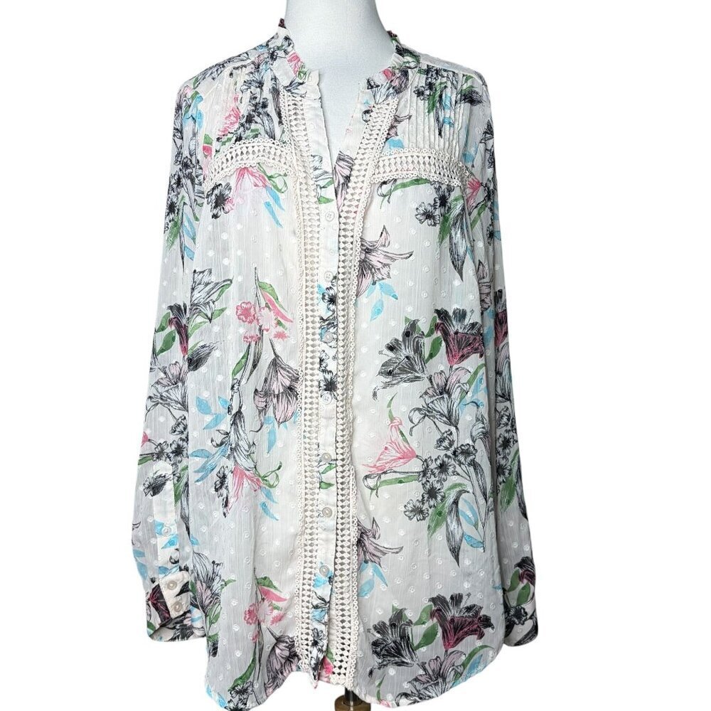 Torrid Floral Blouse Sheer BOHO Plus Size 2